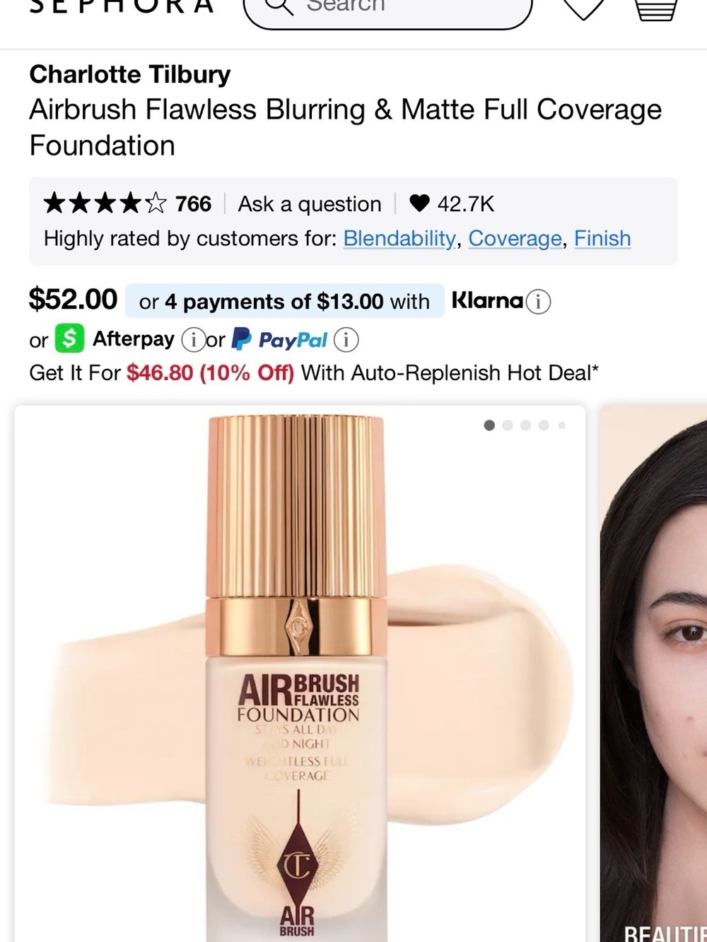 Charlotte Tilbury Airbrush Flawless Foundation – Beige/Gold Packaging - Picture 10 of 13